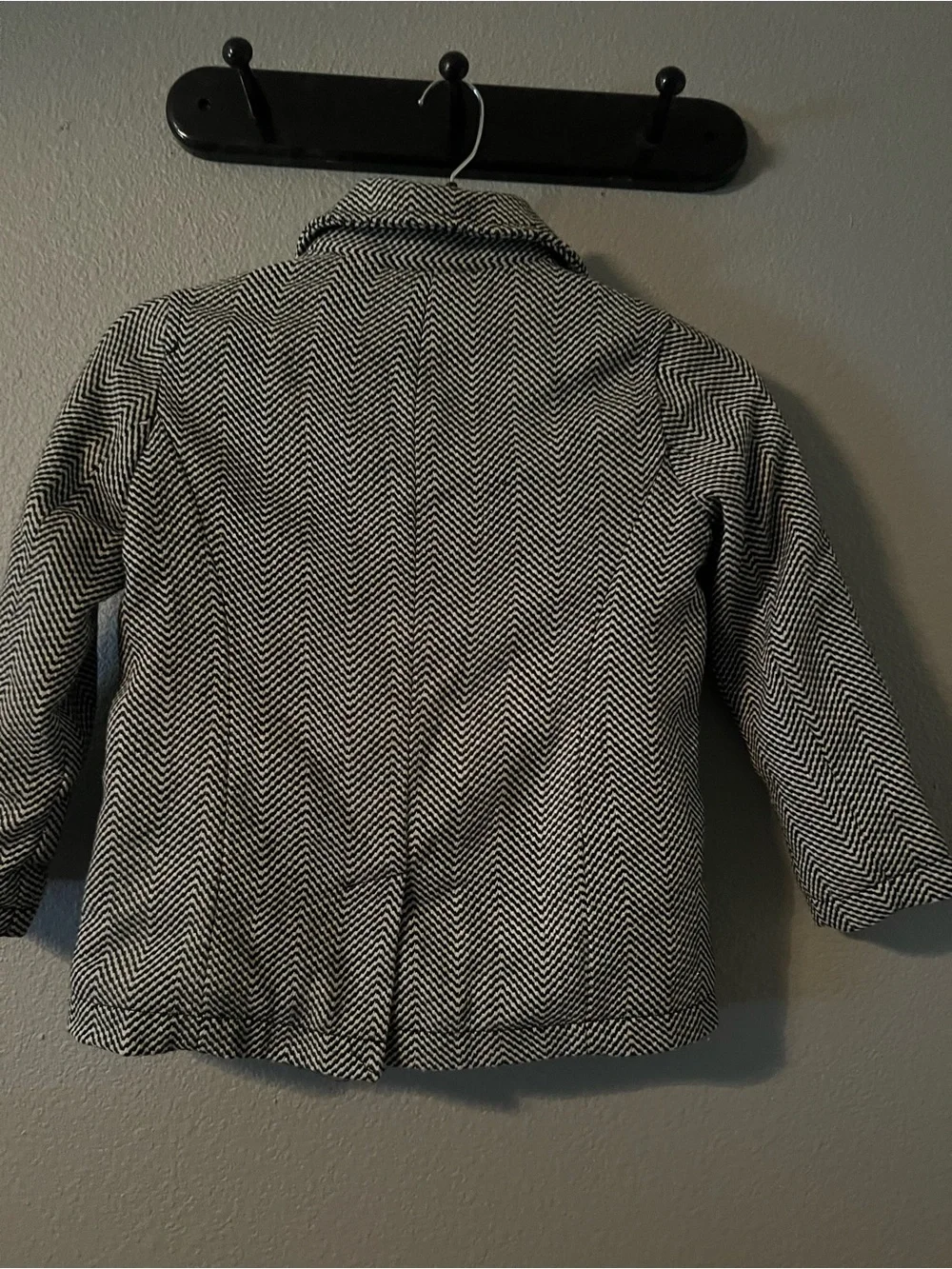GAP Black and White Herringbone Double-Breasted Peacoat